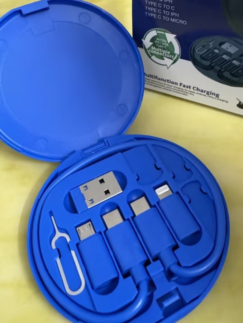 Portable 3-in-1 Multi-Connector Charging Kit - Blue